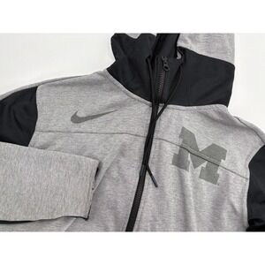 Nike Men's University of Michigan Gray Full Zip Hoodie Sweatshirt, Large